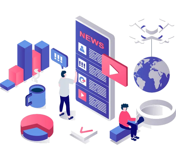 Illustration of a global news network